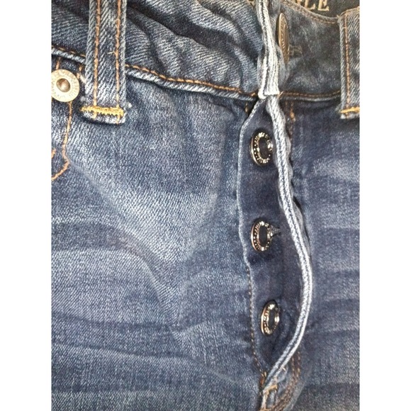 American Eagle Outfitters Women Dark Wash Straight Leg Button Fly Jeans Size 8 - Picture 5 of 5